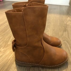 Cat & Jack Girls Saddle Brown Winter Boots with Bow. Toddler Size 10